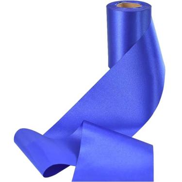 Imagem de Fita de cetim de cor sólida, sem rugas, fita de tecido sedoso para cerimônia de corte, faixas, cadeira, mesa, carro, laços, artesanato, costura, decoração de festa de casamento (RoyalBlue 10 cm de