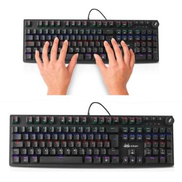 Imagem de Teclado Gamer Ergonômico Mecânico Confortável Switch Led Rainbow 2 Tam
