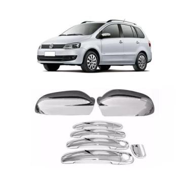 Imagem de Kit Aplique Cromado Maçaneta Retrovisor Vw Space Fox 2006-10 - Shekpar