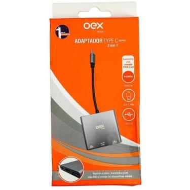 Imagem de Adaptador Tipo C para HDMI USB-C 3 em 1 OEX AD401
