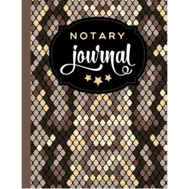 Imagem de Notary Journal: 8.5x11 Large Notarial Logbook/With 200 Numbered Pages - Two Record Logs Per Page / 400 Records/Ledger Book Gift For Signing Agents/Beige Tan Snake Skin - Animal Print Pattern