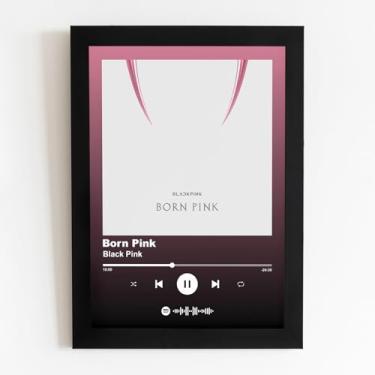 Imagem de Quadro com Moldura Spotify Álbum Born Pink - Black Pink Tam. 15X21cm