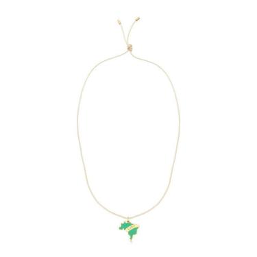 Imagem de Cordão De Algodão Com Pingente Brasil Agro Revestido Em Ouro