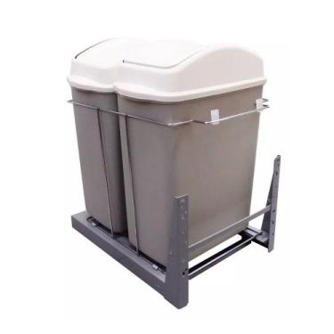 Imagem de Lixeira Deslizante 8683 Dupla 40l 345x500x460mm Cinza Jomer