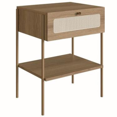 Imagem de Mesa de Cabeceira Oslo Artesano 48 cm (largura) em MDP Palha Natural U