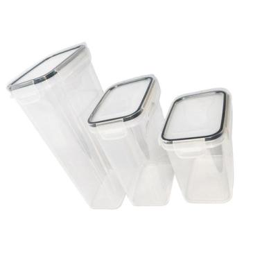 Imagem de Conjunto De Potes c/ Travas 3 Peças 15cm / 21cm / 30cm  - A+