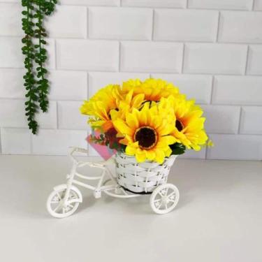 Imagem de Arranjo Bicicleta Média C/ Flor Girassol Amarelo Artificial - Melhores