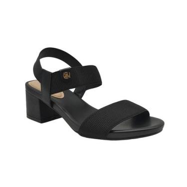Imagem de Sandália Salto Grosso Médio Elástico Modare 7187100, Preto, 35