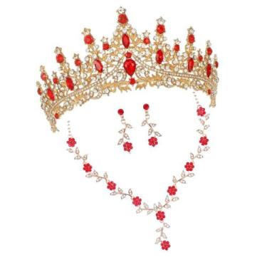 Imagem de Kit Tiara Coroa + Colar Brinco Debutante Noiva Alto Luxo - VALLEN ACES