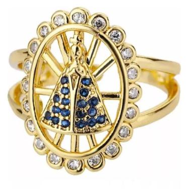 Imagem de Anel Ajustável Nossa Senhora Feminino - Banhado A Ouro 18K - Tojoia18K
