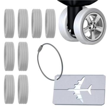 Imagem de Tag Identificador Bagagem C/ Protetor Rodinha Para Mala Kit Completo V