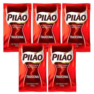 Imagem de Café Torrado E Moido Pilão 250g  Kit Com 5 Un. Tradicional