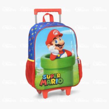 Imagem de Mochila De Rodinhas Escolar Infantil Super Mario Luxcel, Azul
