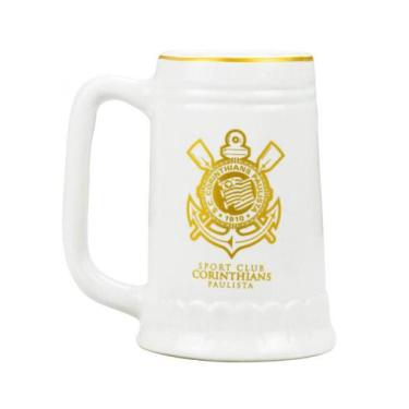 Imagem de Caneca Branca Dourada Porcelana 500ml - Corinthians - Mileno