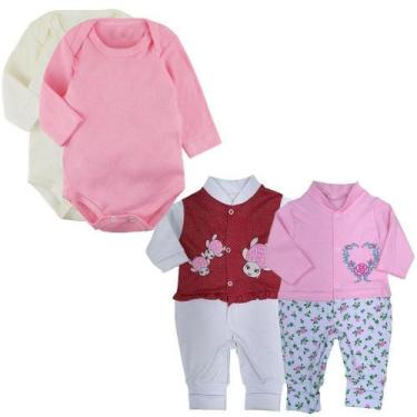 Imagem de Kit Roupa De Bebê 4 Pçs Inverno Body Macacão Barato Estiloso - Koala B