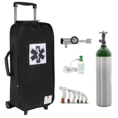 Imagem de Kit Oxigênio 3L Bolsa Preta com Rodinhas Sem Carga Válvula Click - Cor