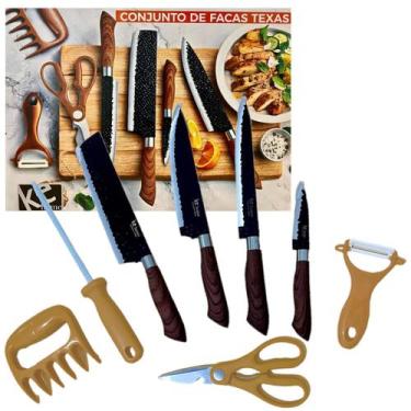 Imagem de Conjunto De Facas Texas Profissional 8 Peças Churrasco Inox - KeHome