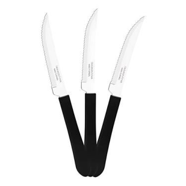 Imagem de Kit 6 Facas Churrasco Leme Preto Lâmina Inox Tramontina - Tramontina S