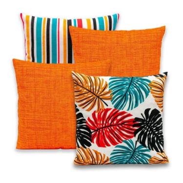 Imagem de Kit 4 Capas de Almofada 40x40cm Zíper Gorgurinho Lisa e Estampada - BE
