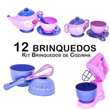 Imagem de Kit Cozinha Infantil Bule Xícara Batedeira Forma Fue  12pç - Altimar