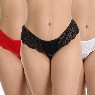 Imagem de Kit 3 Calcinha Tanga Tailandesa Pérola Fristyle Renda Feminina Adulto,
