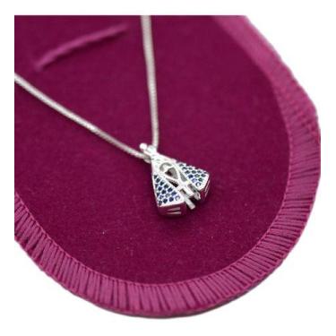 Imagem de Colar com pingente Nossa Senhora Aparecida Dupla Face Com Pedras Folhe