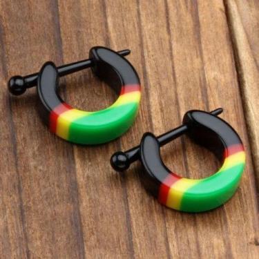 Imagem de Par de Brinco Argola Jamaica Tribal Reggae Bob Marley Masculino Femini