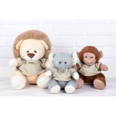 Imagem de Trio Safári Misto Pelúcia P/Nichos Leão, Macaco E Elefante. (CAQUI)