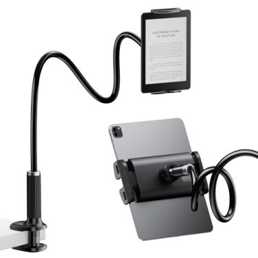 Imagem de FlyCoco Gooseneck Tablet Stand Holder, [Upgraded] Mount Holder Clip with Flexible Long Arm for Bed, Compatible with iPad Pro Air/iPhone/Kindle Fire/Switch or Other 4-13" Device, Black