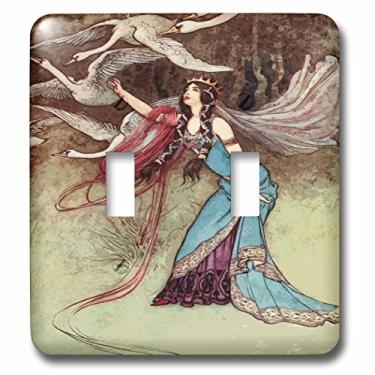 Imagem de 3dRose lsp_255436_2 Imagem de fada estilo vintage com gansos voadores - Interruptor duplo