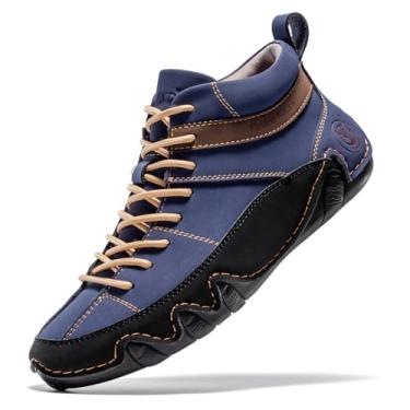 Imagem de FLYLAND Tênis masculino casual de couro, moderno, Chukka, sem cadarço, leve, cadarço e caminhada, Azul, 45