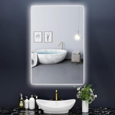 Imagem de Espelho lapidado bisotê iluminado com LED Frio - 30x60cm - Woodglass