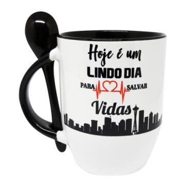 Imagem de Caneca Colher Preta Greys Anatomy Hoje É um Lindo Dia - GMH Prod. Serv