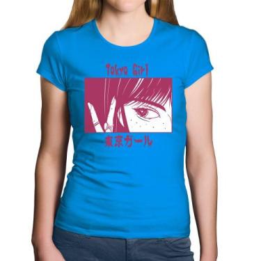Imagem de Baby Look Algodão Tokio Girl - Foca na Moda, Azul, GGG
