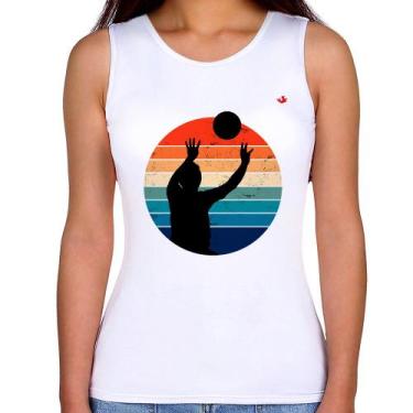 Imagem de Regata Feminina Vôlei Vintage Sunset - Foca na Moda, Branco, M