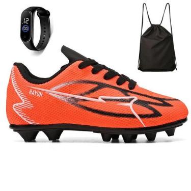 Imagem de Kit Chuteira Infantil Futebol Meninos Trava Campo Grama Natural + Moch