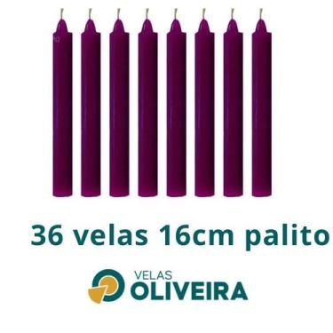 Imagem de Vela Palito Roxa  36 Unidades 16cm 15,8 - (Por Kilo) 100% Parafina - V