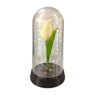 Imagem de Cúpula / Redoma com Tulipa Branca  inspirada no filme A Bela e A Fera!