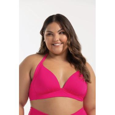 Imagem de Top Biquíni Cortinão Com Alças Largas Liso - Cor De Cacau, 50, Pink fl