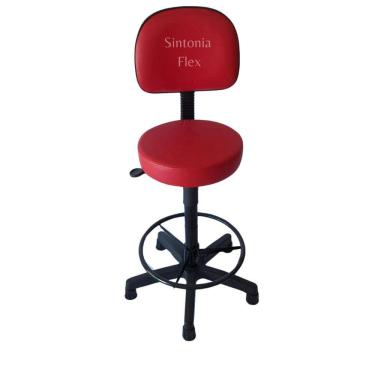 Imagem de Cadeira mocho caixa alta - aro - base fixa - sapata - corano vermelha