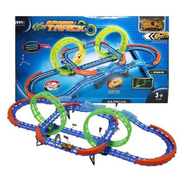 Imagem de Pista de Carrinho de Corrida Glow Speed Speed Track 63 Peças Giro 360 