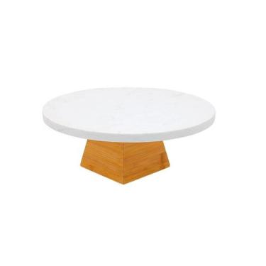 Imagem de Prato com Pé de Bambu e Mármore 30 cm Ecokitchen Mimo Style