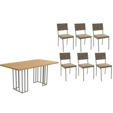 Imagem de Sala de Jantar Completa Duina c/ Tampo de Madeira 160cm e 6 Cadeiras Z