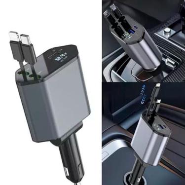 Imagem de Carregador De Celuar acendedor de carro isqueiro Usb C 4 Em 1 Entrada 