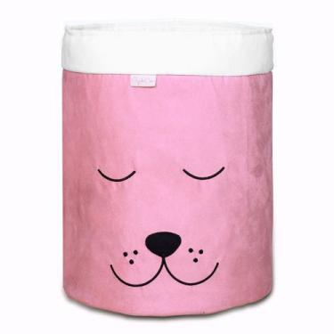 Imagem de Cesto Organizador Para Brinquedos  - Bebê & Enxoval, Cachorro Rose/Cru