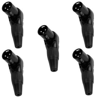 Imagem de Kit C/ 5 Conectores Xlr Macho 90 Graus Mak Pro Mk-Xlr-Msl