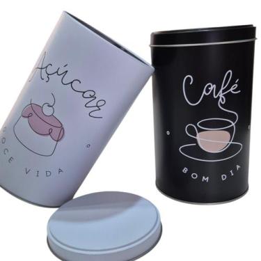 Imagem de Pote Lata De Metal Grande Café E Açucar Cozinha Mantimentos - ONYX