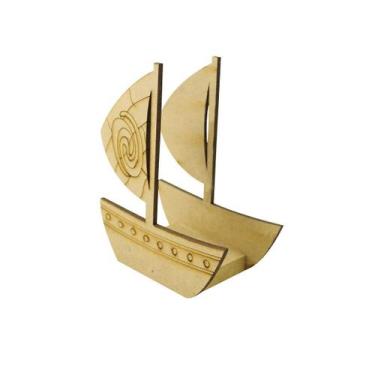 Imagem de Porta Guardanapo Barco Festa Decoração Enfeite 4,5x8,8x11 Mdf Madeira 