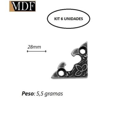 Imagem de Kit 6 Cantoneira Aplique Arabesco Grossa Acessório Artesanato - ATACAD