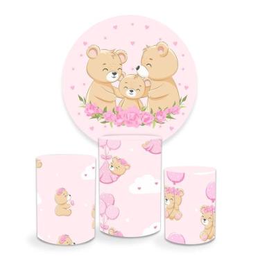 Imagem de Painel Decorativo Infantil Ursinho Rosa 100% Poliéster - PRESENTE-BRIN